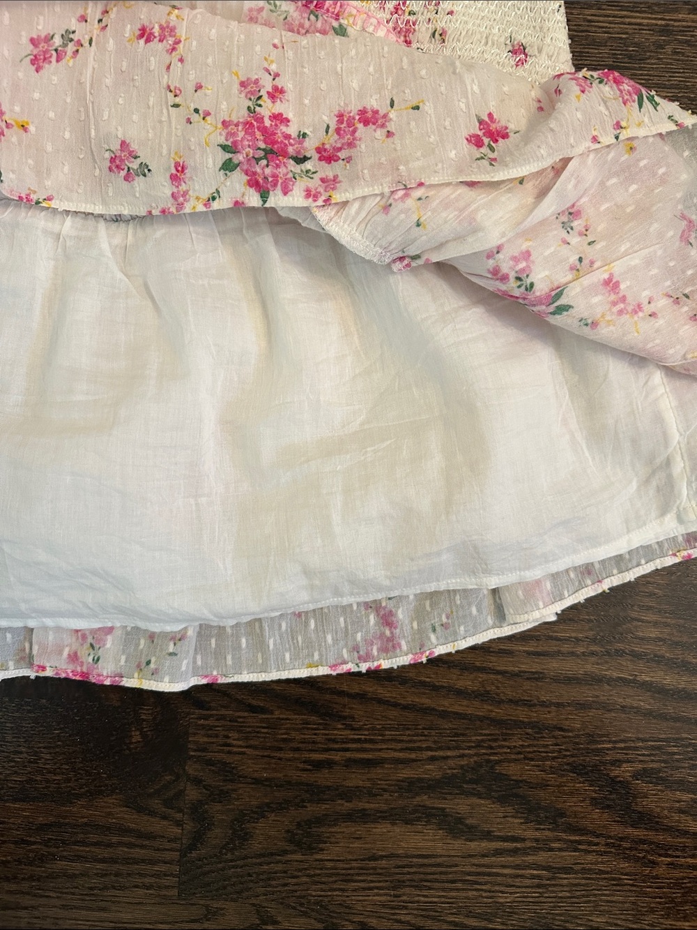 Loveshack Fancy Ivory Floral Mini Dress with Pink Rose Print - Picture 7 of 7